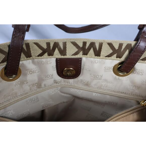 Michael Kors Tote Bag Womens Large MK Monogram Canvas Shoulder Purse Handbag - Picture 5 of 16